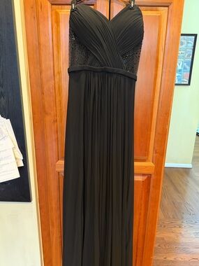 La Femme Black Strapless Evening Gown with Beaded Bodice size 4